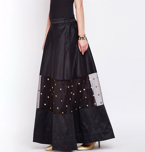 Women Black Embellished Maxi Skirt